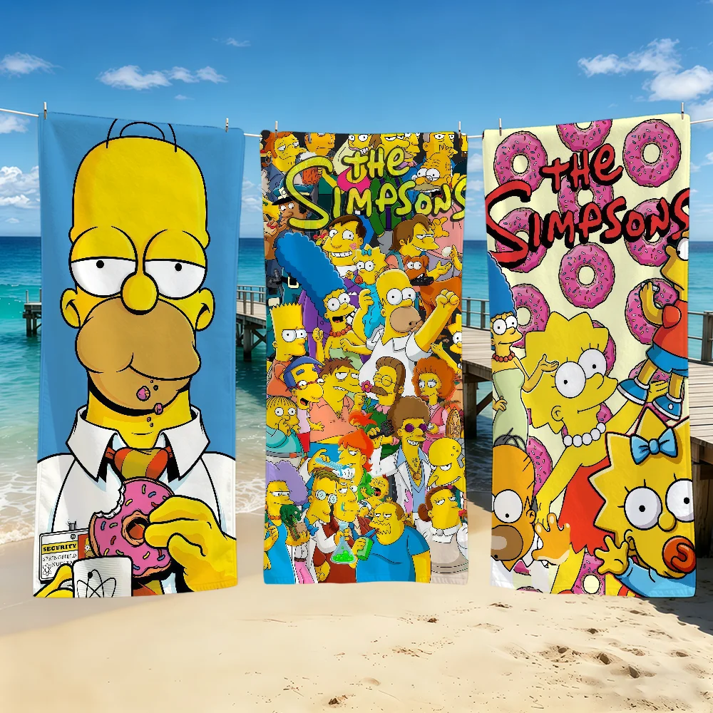 Toalla de dibujos animados de los Simpson para acampar al aire libre, toalla de playa, toalla de verano súper absorbente de secado rápido