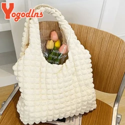 Yogodlns Summer Pleated Cloud Bag Female Candy Color Large Capacity Shoulder Bag Handbags Shopping Girls Pouch Tote Bolsas