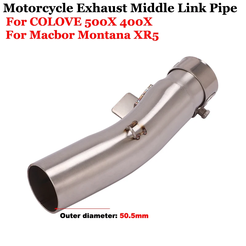 

Slip On For COLOVE 500X 400X Macbor Montana XR5 Motorcycle Exhaust System Escape Modified Middle Link Pipe Connect 51mm Muffler