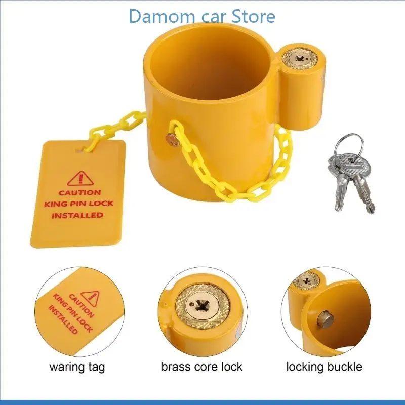 A2UC King Pins Locking Cuff Gooseneck Coupler Lock 75mm Diameter Anti Theft King Pins Locks for 5th Wheel Semi Trailer