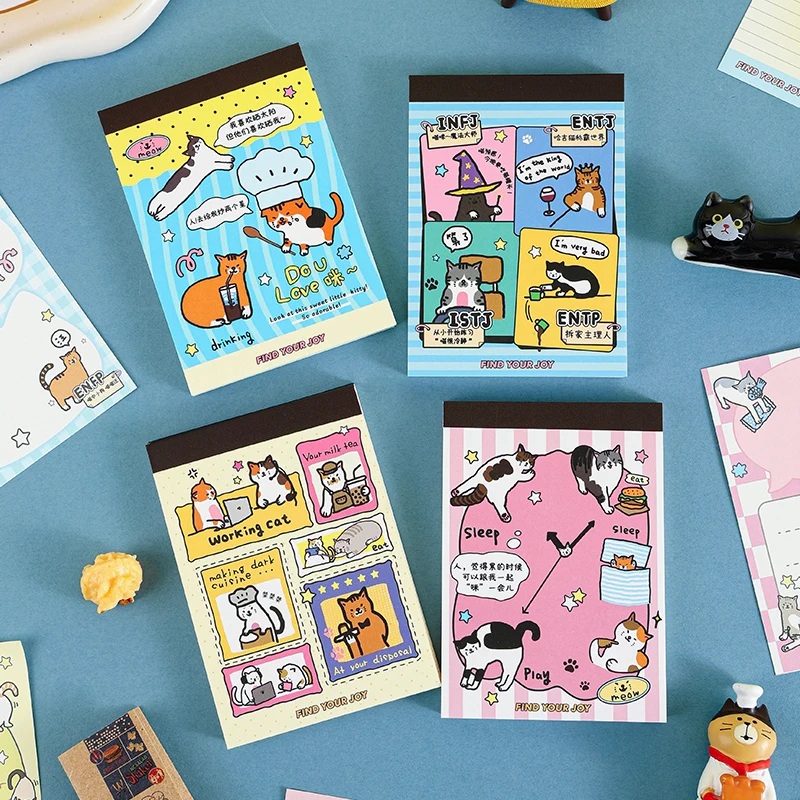 60sheets Ins Cute Cartoon Pattern Learning Notebook Message Notes DIY Scrapbooking Material School Office Supplies