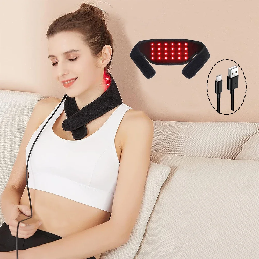 Red Light Therapy Belt Portable Infrared Neck Wrap Home Use Neck Massage for Muscle Relax Neck Pain Relief 15/20/24 Lamps Bead