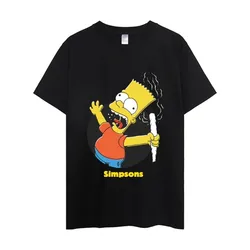 MINISO Disney Simpsons T-shirt for boys and girls, casual short sleeved round neck fashionable children's top, cotton T-shirt