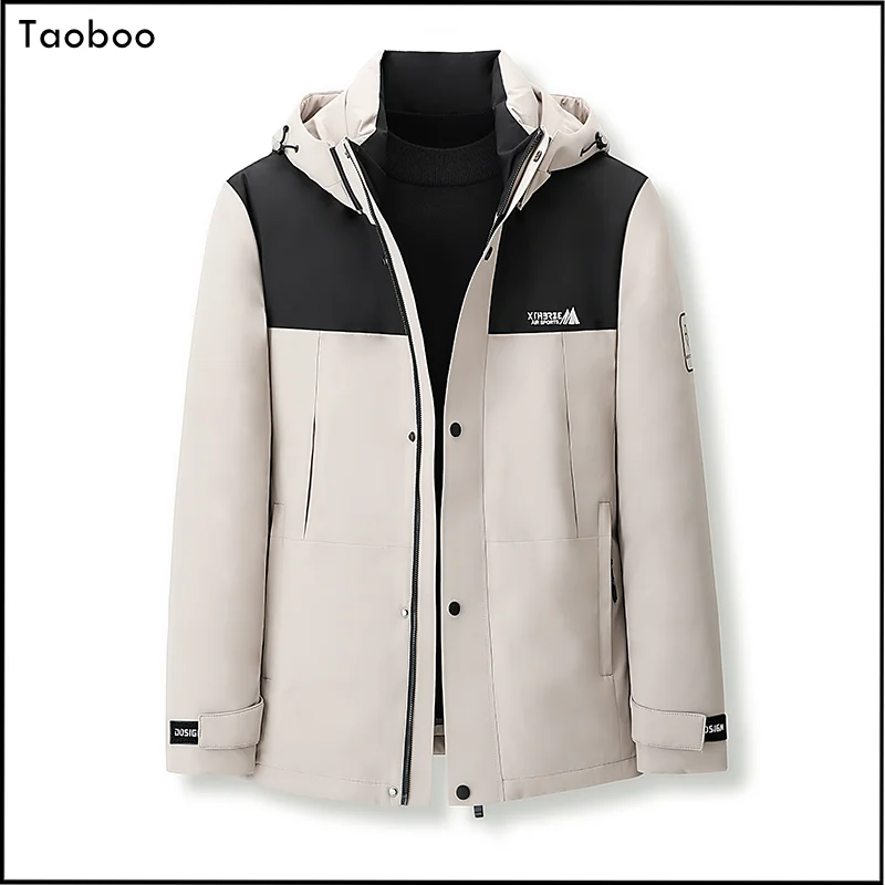 2024 New Safari Style Men\'s down jacket Winter Loose Hooded Fashion Casual Brand White Duck Down Coats Solid Warm Men\'s Clothing