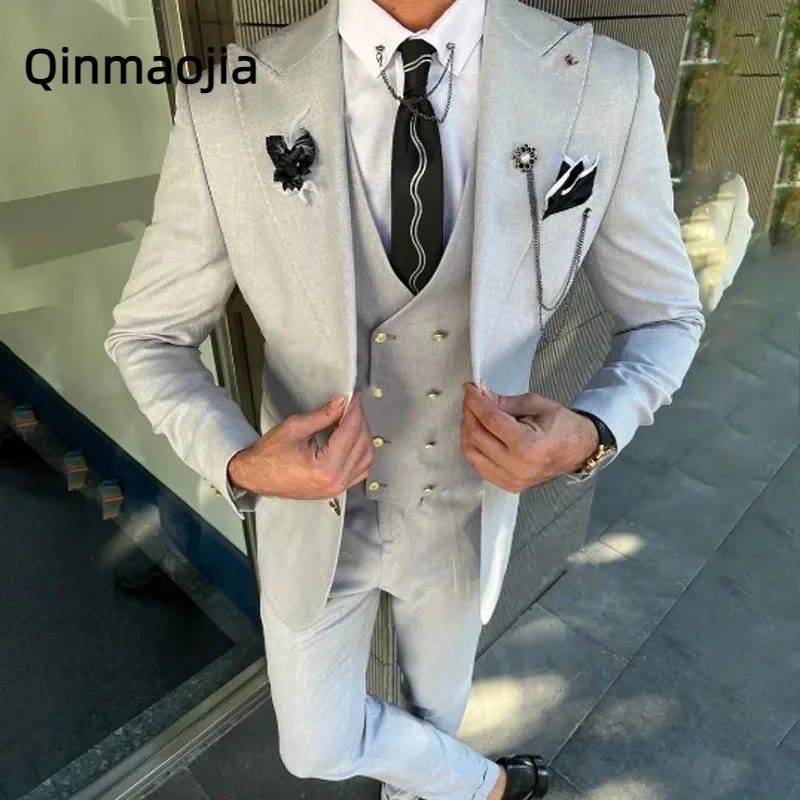 

2024 New Arrival Wedding Suit For Men Lapel Two Buttons 2 Pieces Groom Wear Wedding Tuxedo Blazer+Pants Formal Costume