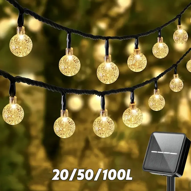 سلسلة أضواء الشمسية في الهواء الطلق LED الشمسية كرة فقاعات ضوء 8 طرق مصباح مقاوم للماء لحديقة ديكور حفلات عطلة الإضاءة