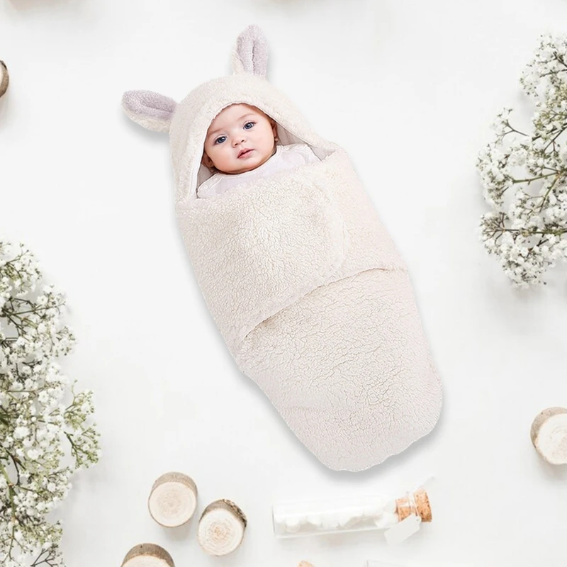 Plush Infant Swaddles Wrap Breathability 600x760mm Animal Ears Designs for Baby Ensures Comfort & Safety During Sleep