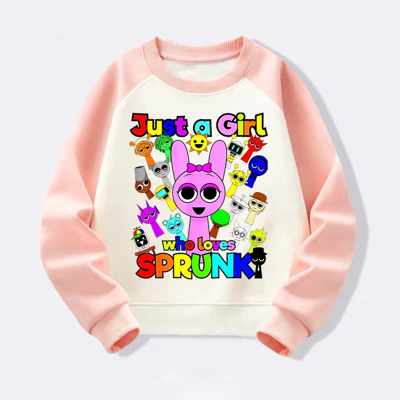 

Just A Girls Who Loves Sprunki Hoodless Sweatshirt Boys Girls Cartoon Incredibox Game Casual Tops Sprunki Kids Anime Pullover