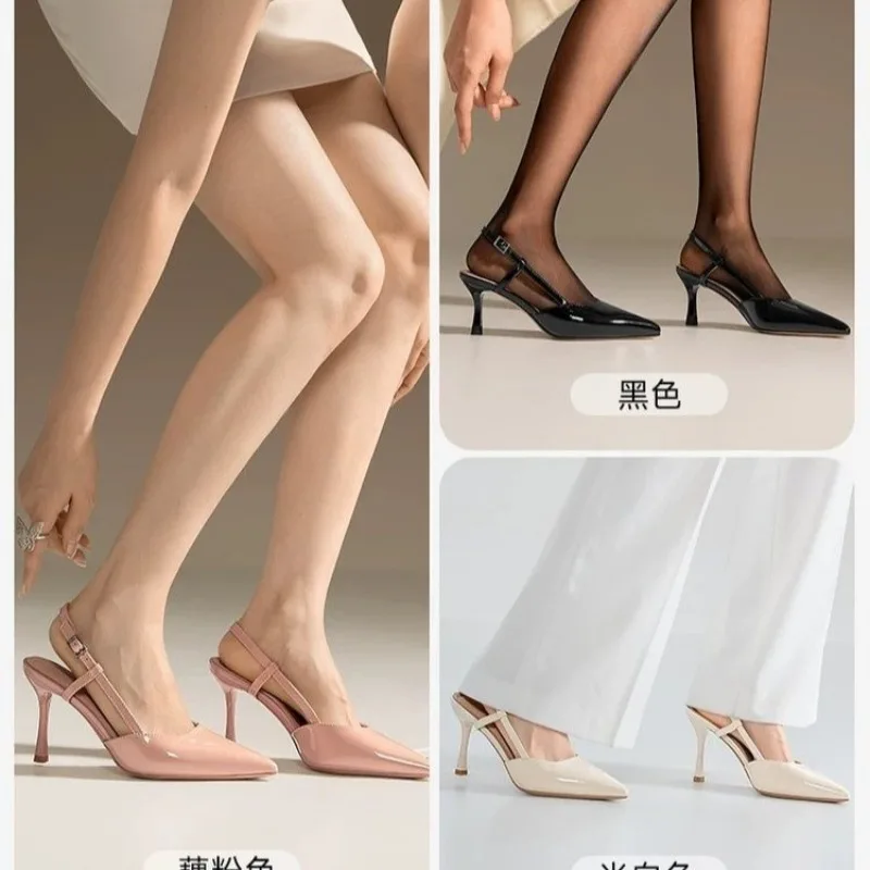 

Beautiful Nude Summer High Heels for Women, Thin Heels, 2026 New Sweet Retro Single Shoes, Simple Closed-Toe Hollow Sandals