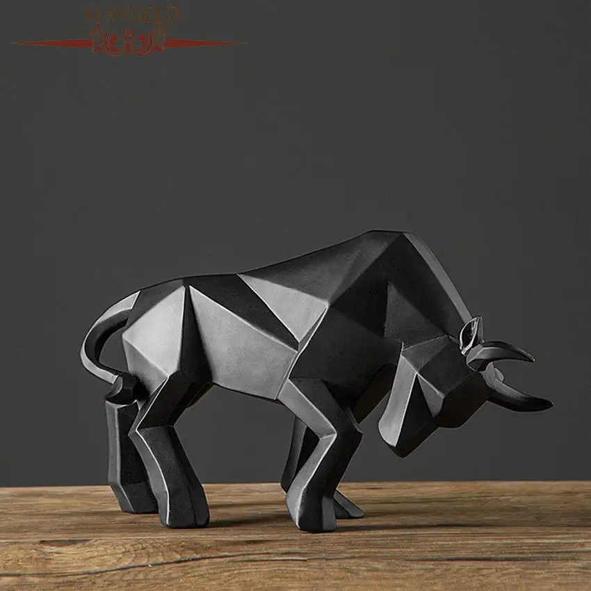 32cm Statue Red Bull Sculpture Home Decor Animal Figurine Nordic Home Decoration Tabletop Statues Bulls Figurines Cabinet