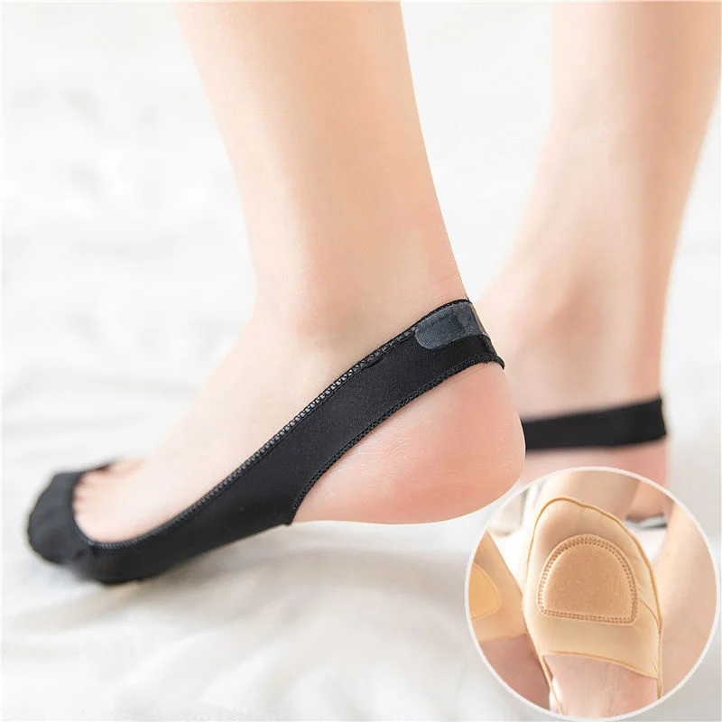 Summer Silicone Suspender Non-Slip Low Cut Slippers Women Thin Half Palm Invisible Ice Silk Boat Socks for High Heels Shoes Item