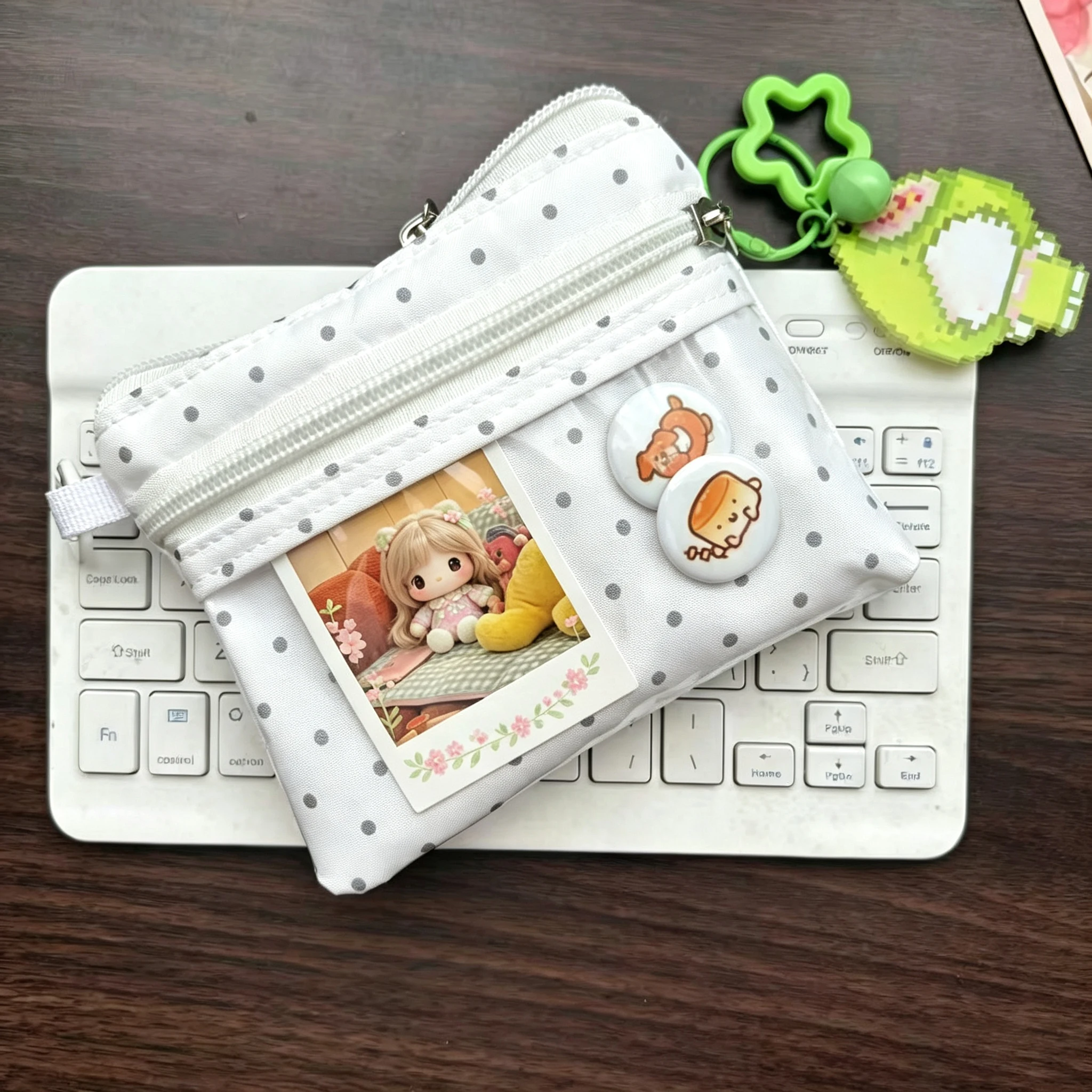 Korean Japanese Multi-layer Exquisite High-end Polka Dot Hand Bag To Store Portable Documents Card Holder Ins Women's Coin Purse