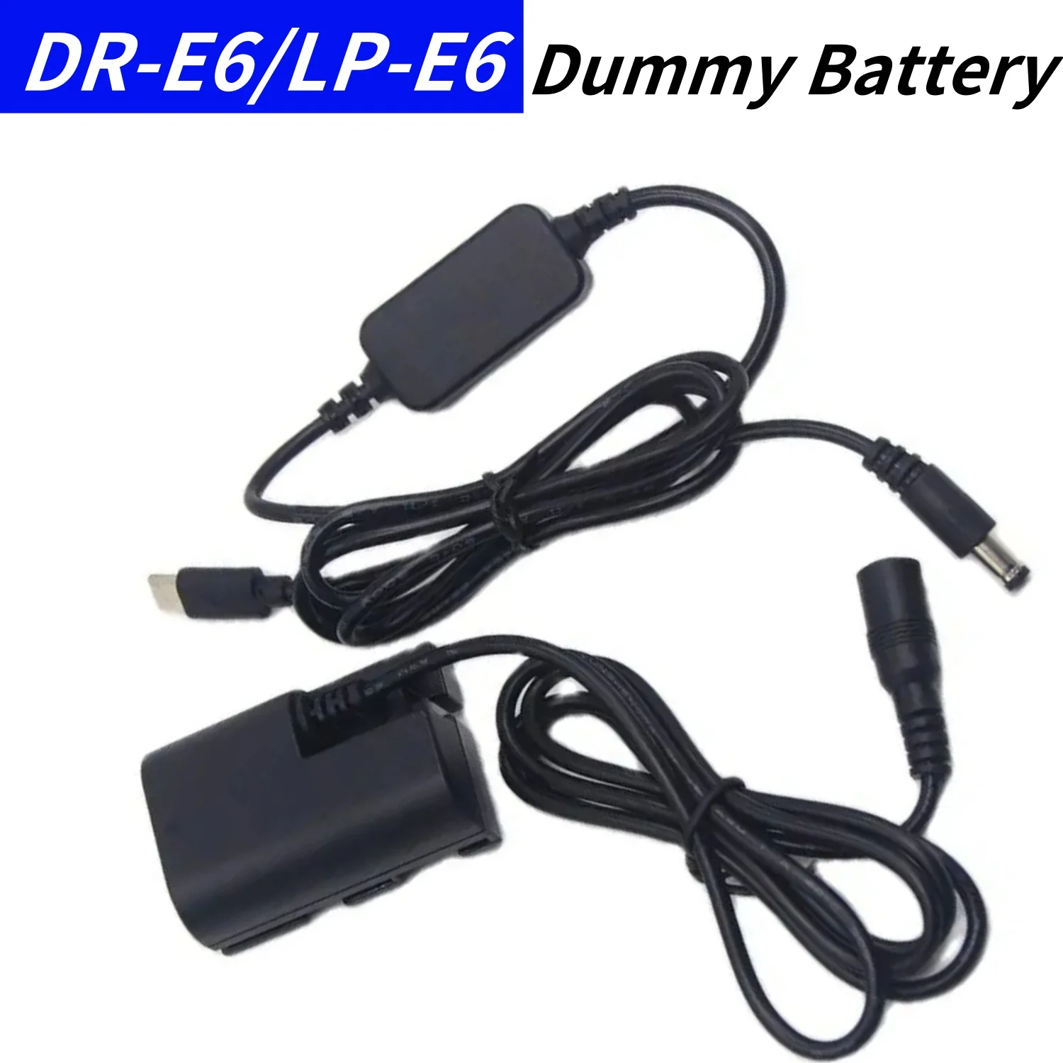 

DR-E6 DC Coupler LP-E6 Dummy Battery&USB Type C DC Cable for Canon EOS 5D Mark II III EOS-5D2 5D3 6D 7D 60D Camera