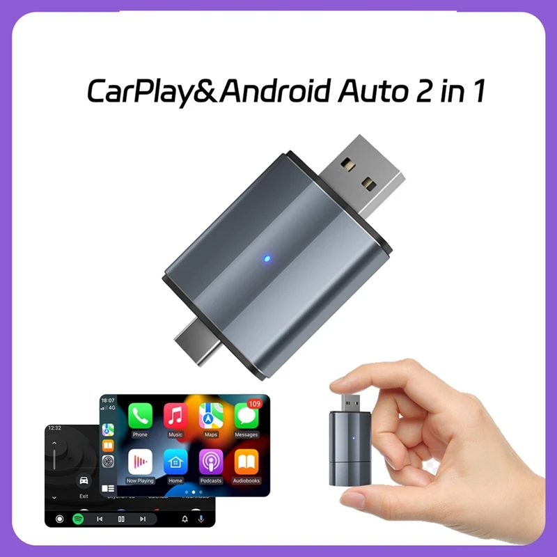 2in1 Mini Box Wireless Carplay Android Auto Box Plug&Play Wired to Wireless Wifi Auto Connect Mini Adapter-A86Z