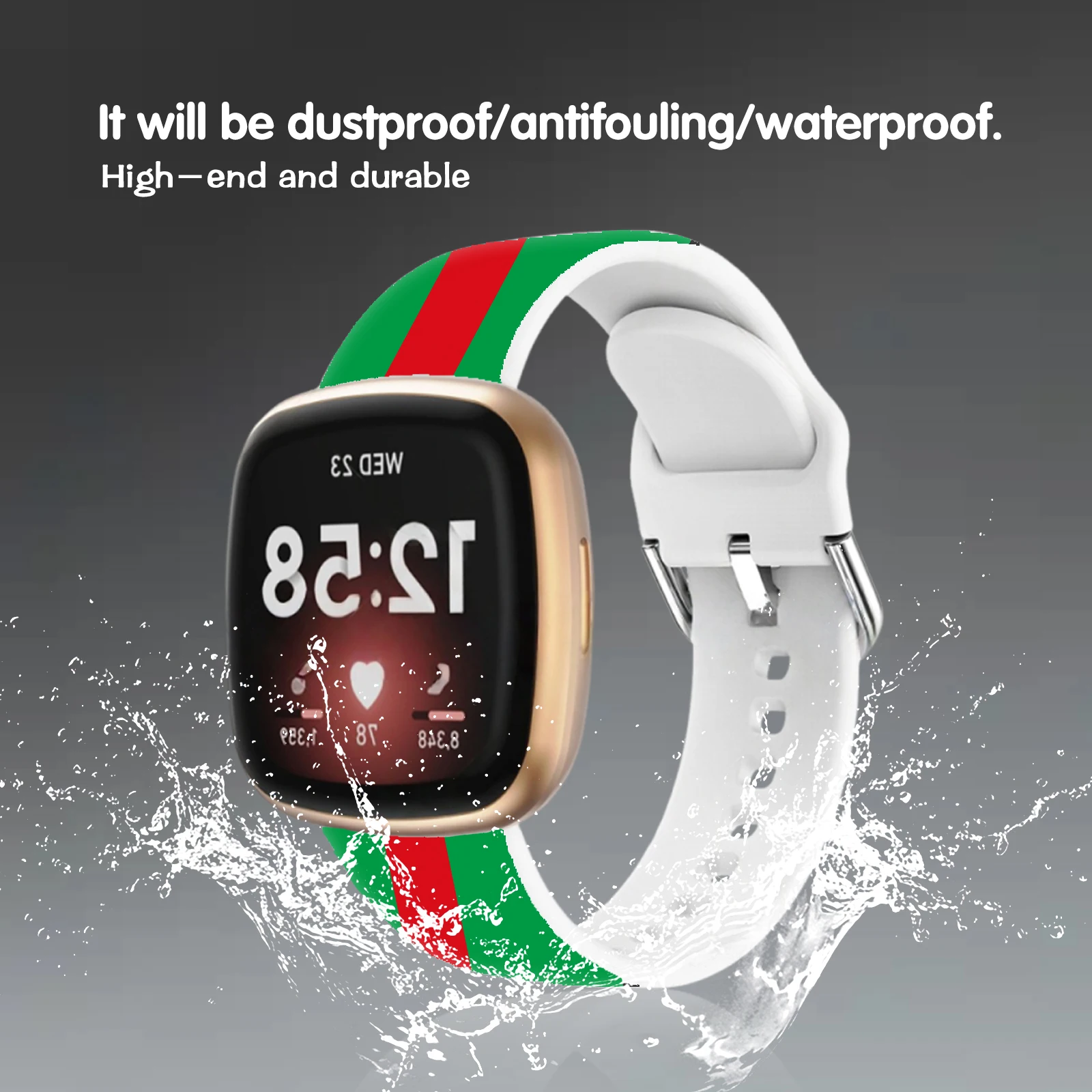 Pulseira estampada com padrão xadrez 2 para Fitbit Versa 4/3, pulseira substituível para relógio Sense 2 para mulheres como presente