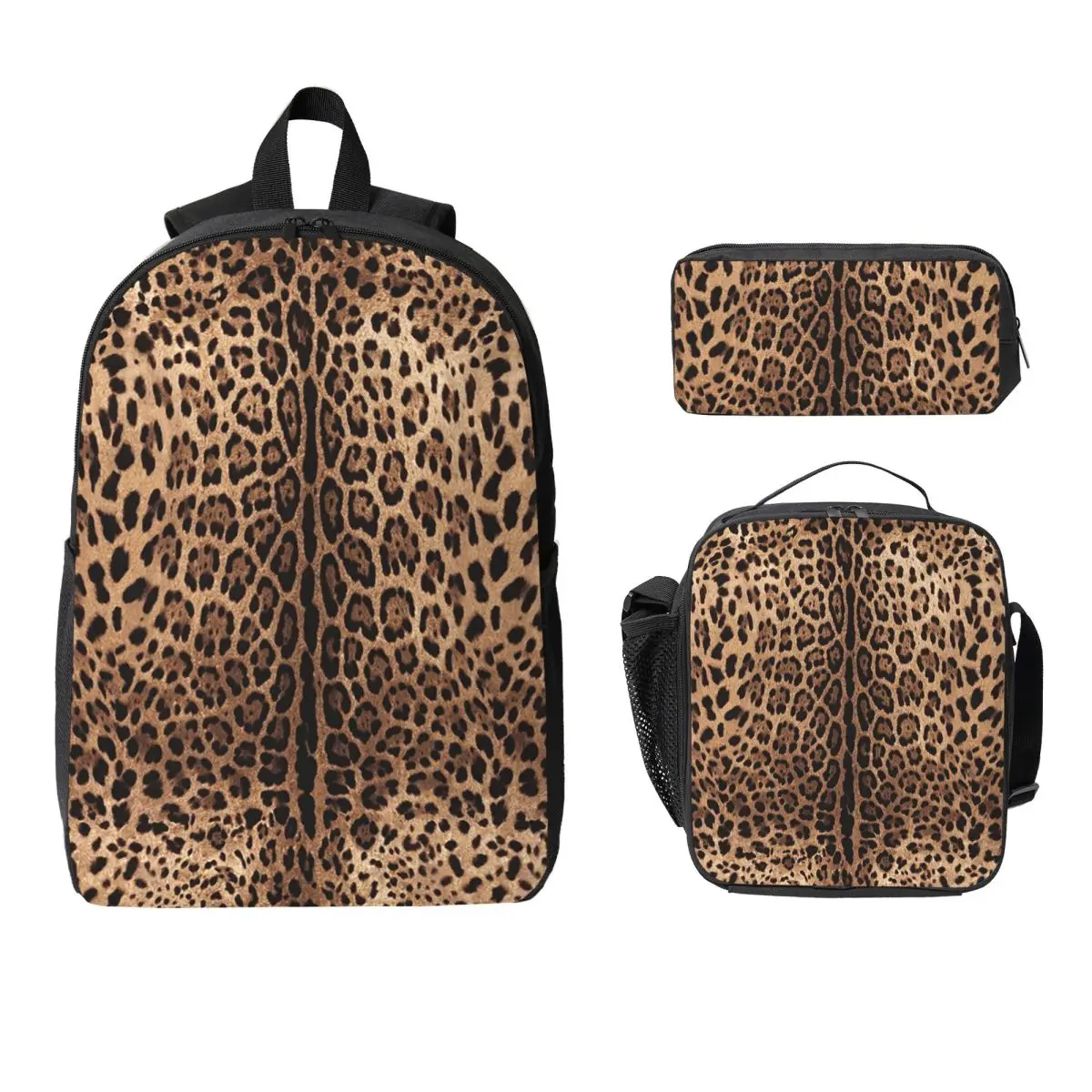

Leopard Print Skin Backpack Student Boys Girls BookBag School Bag Laptop Shoulder Bags 3ps Insulated Lunch Bag Pencil Case