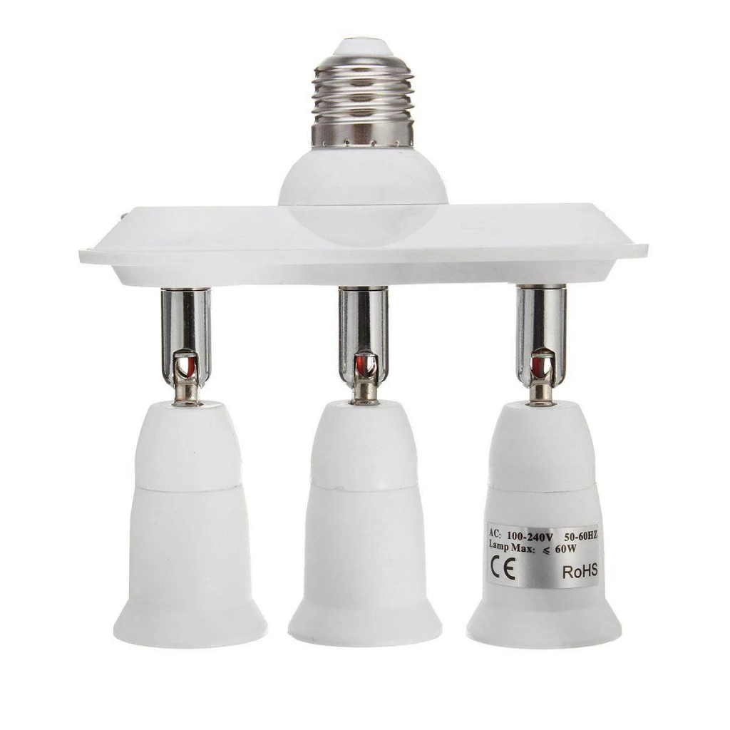 (3 in 1) E27 E26 Light Bulb Socket Splitter Adapter LED Lamp Holder Adjustable Light Bulb Socket