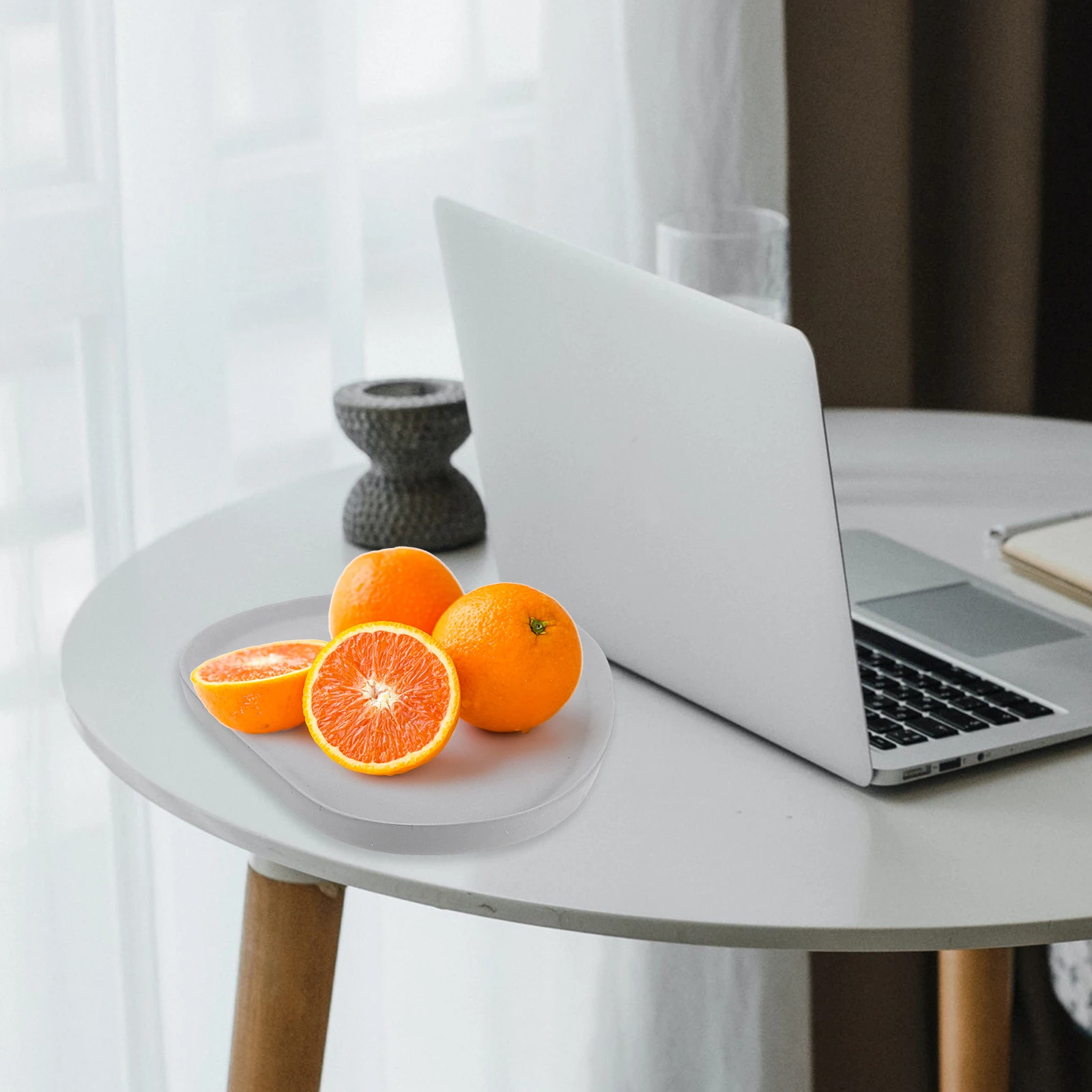 

Concrete Fruit Tray Lightweight Desktop Storage Plate Modern Design Cement Style Serving Tray For Home Decor Earring