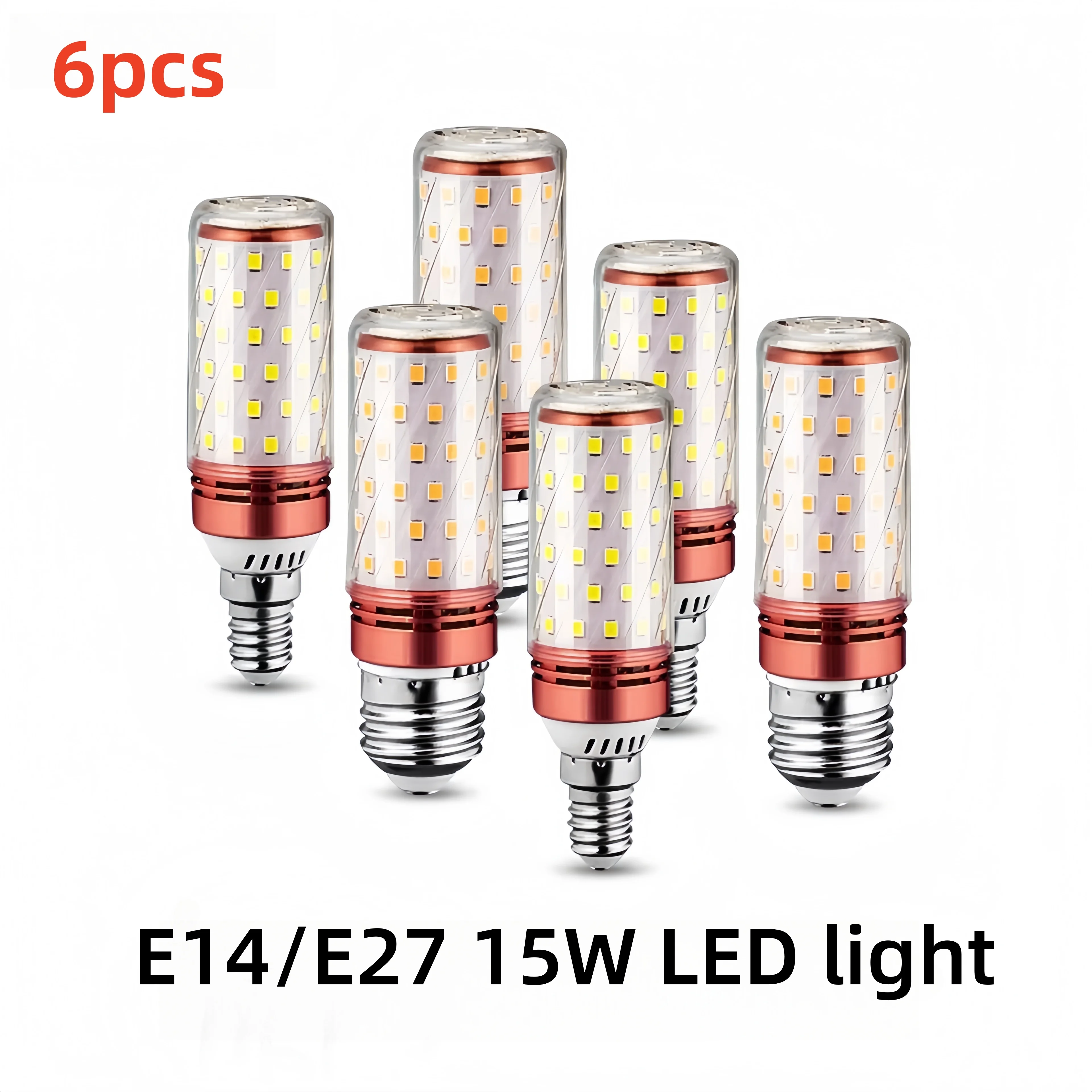 6pcs LED Corn Lamp15W 110 220V Strong Light 3000K 4000K 6000K E27 E14 Lamp Holder Home Emergency Lighting