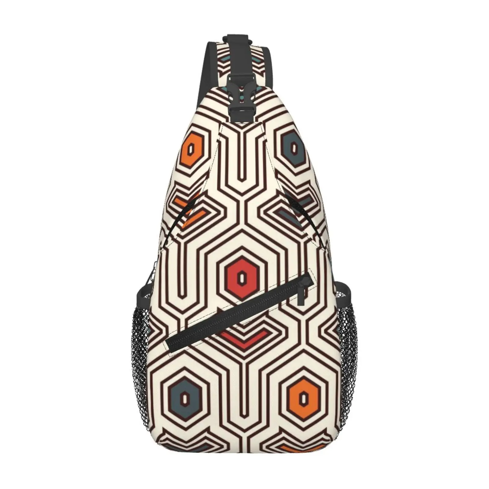 African Ethnic Geometric Pattern Sling Backpack Chest Bag Waterproof Crossbody Travel Hiking Daypack for Women Men Shoulder Bag