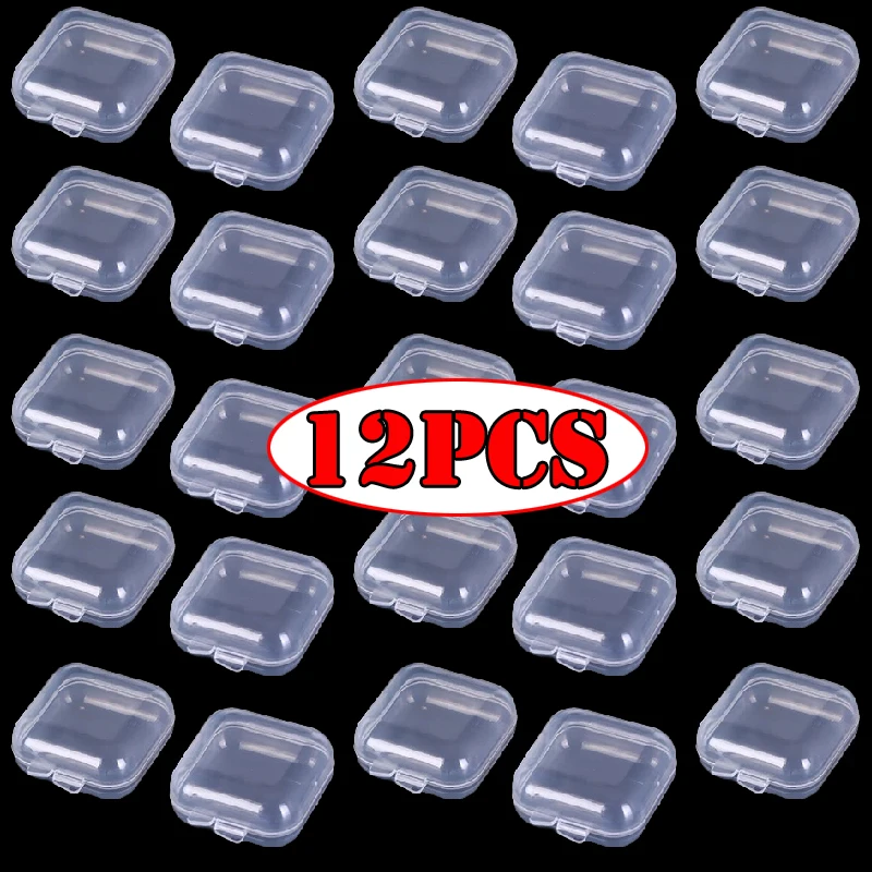 

12Pcs Mini Plastic Storage Containers Box Portable Pill Medicine Holder Storage Organizer Jewelry Packaging for Earrings Rings