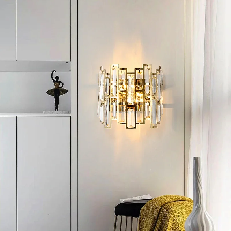 JMZM Nordic Creative Crystal Wall Light Black Simple  LED Sconce Lamp For Living Room Dining Bedroom Restroom Stair Indoor Light image 5