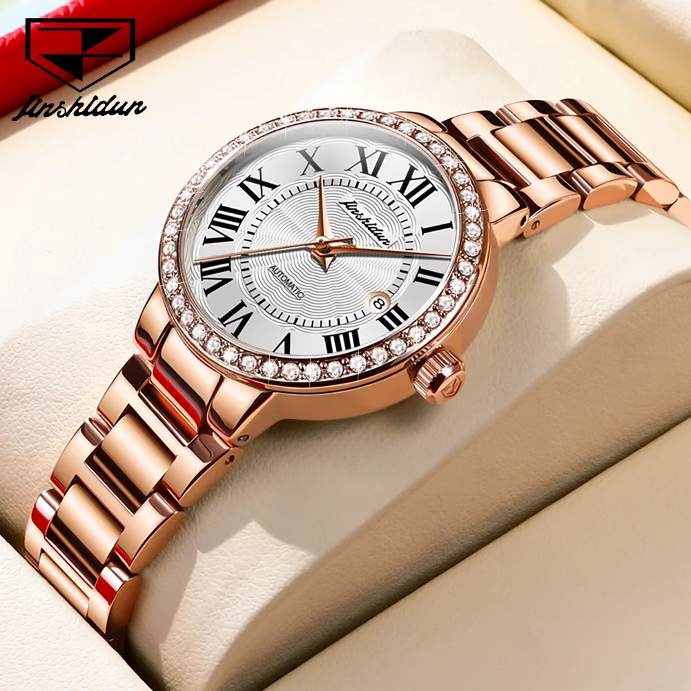 

JSDUN Brand Elegant Original Women's Watches Fashion Roman Scale Waterproof Stainless Steel Calendar Quartz Watch for Lady Watch