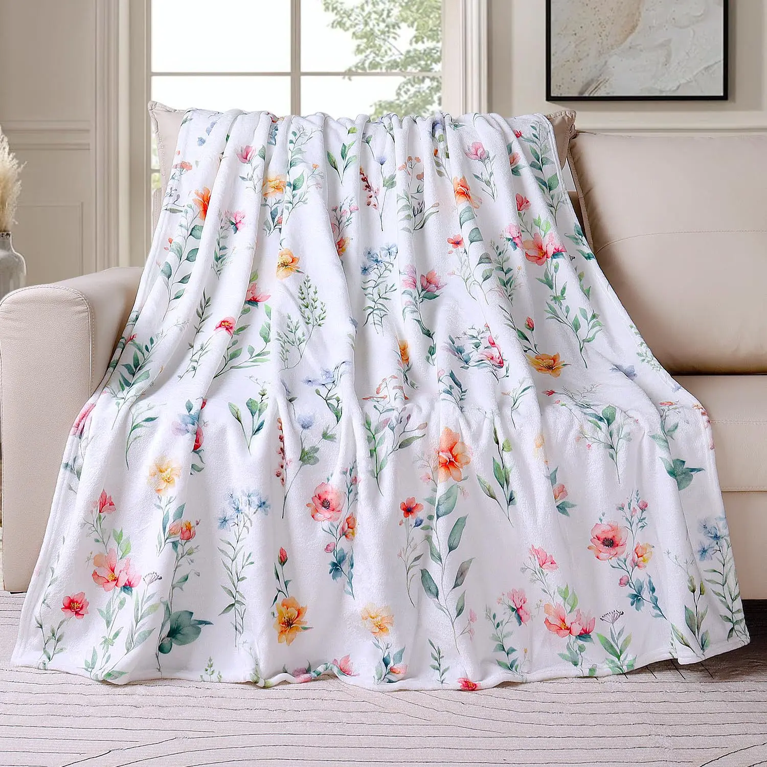 Sunny Sunflower Blanket Botanical Flower Pattern Throw Couch Cover Summer Garden Plush Blankets Living Room Sofa Bedding