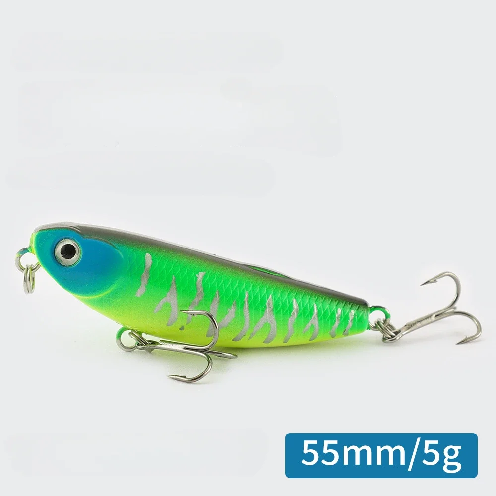 1 Pc Top Water Pencil Fishing Lure 5cm 5g Floating Dog Walking Wobblers Tackle Artificial Hard Bait with 10# Hooks for Bass