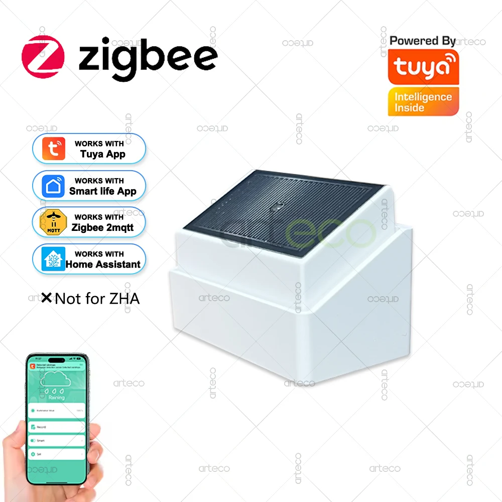 2In1 Zigbee Rain Sensor Rainfall Detector with Brightness Light Detection for Smart Life Tuya App Or For Zigbee 2MQTT Automation
