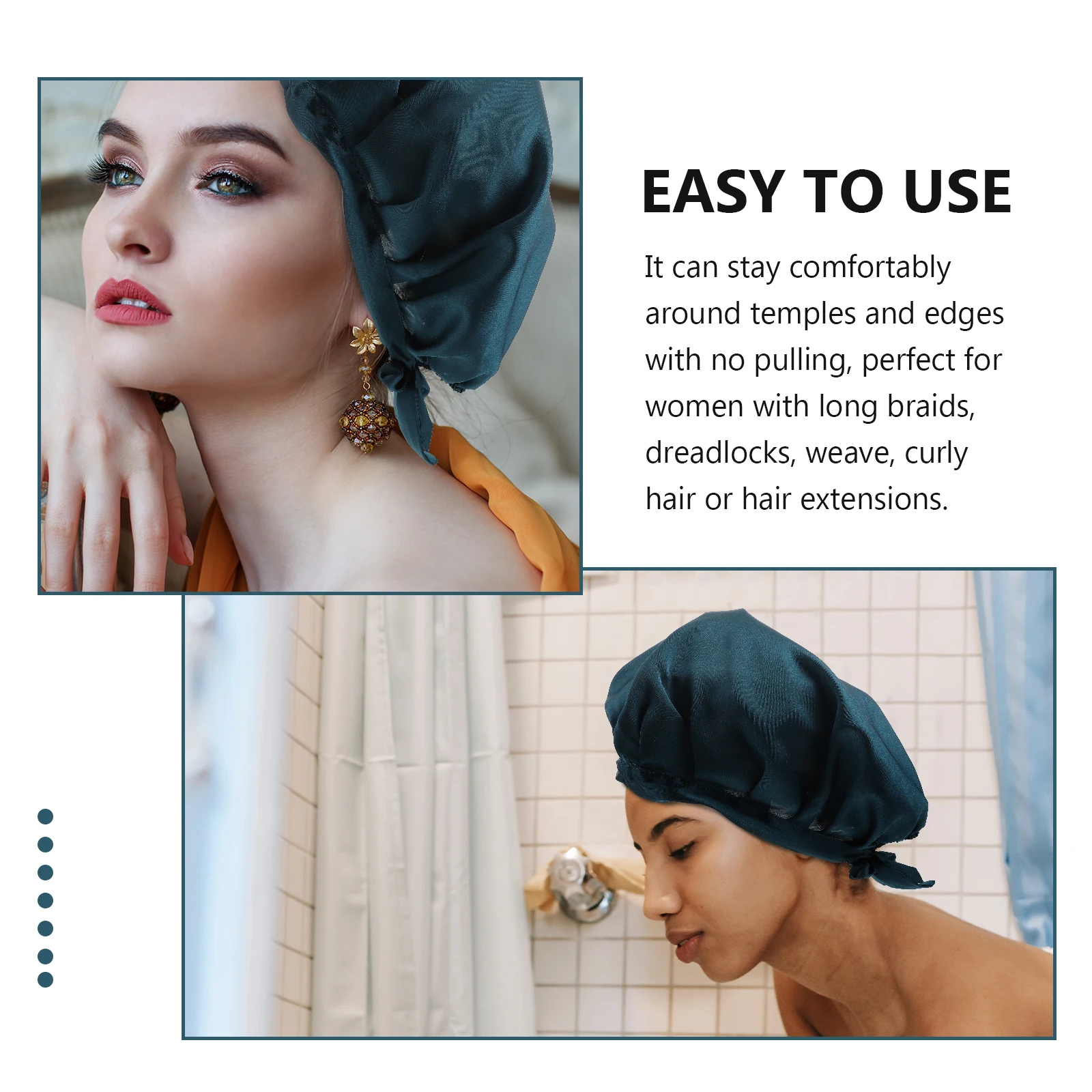 

Silk-Like Sleeping Hat for Women with Long Hair Elastic Hair Protective Wrap Comfort Fit Home Sleep Bonnet