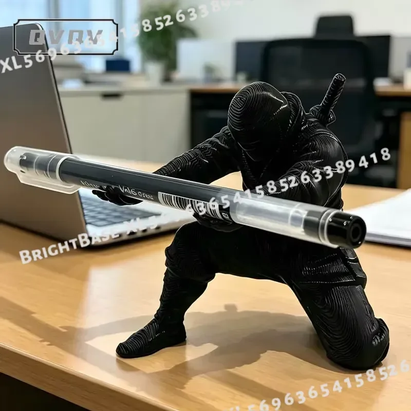 3D Printed Ninja Pen Holder Desktop Art Figurine Stationery Organizer Pencil Storage Craft Desk Decor Gift for Office