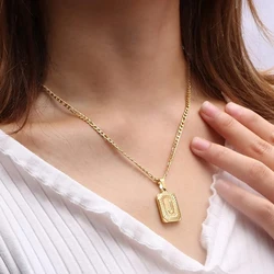 Stainless Steel Pendant Necklace Golden 26 Initial Letters Pendant Paired with European and American Women's Jewelry Wholesale