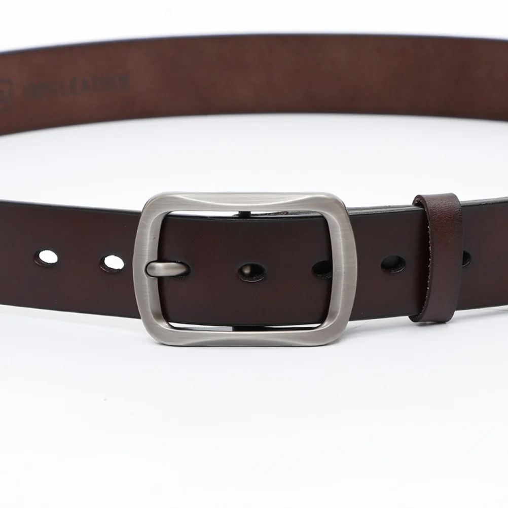 

Men Pin Buckle Adjustable Vintage Strap Brown Cowhide Belt For Jeans Pants Belt For Men