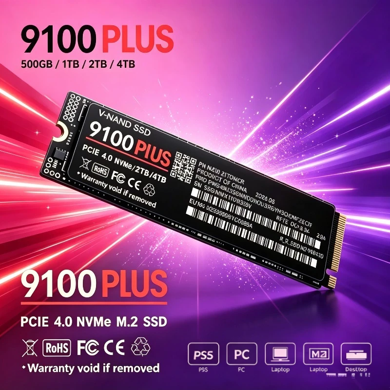 9100 PLUS M.2 2280 NVMe SSD PCIe Gen4.0 X4 1TB 2TB 4TB 7300MB/s TLC 3D NAND Internal Gaming Drive for PS5 PC Laptop Desktop