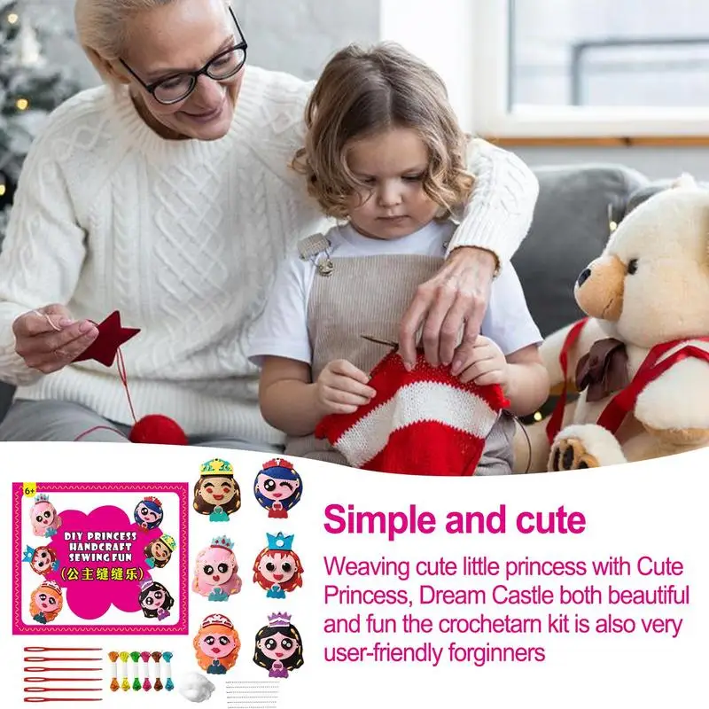 Kids Sewing Kit Safe Craft Kit for Learning Creative Art Craft Complete Sewing Kit for Birthday Christmas New Year Girl Art Toy