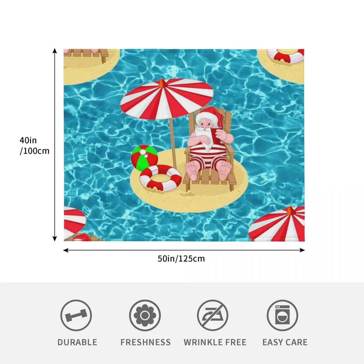 عيد الميلاد شاطئ سانتا كلوز رمي بطانية الشعر الصيف لينة أفخم منقوشة محشوة البطانيات #4
