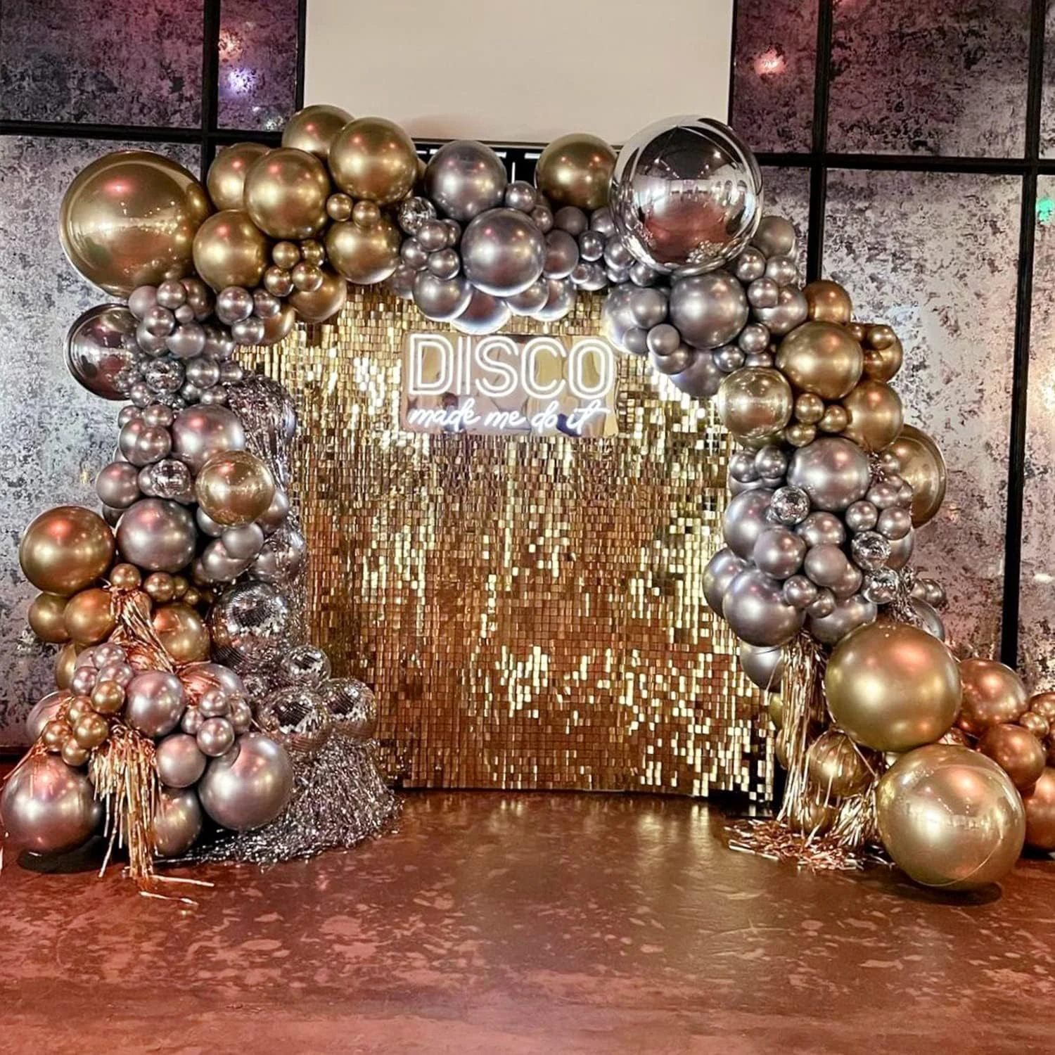 Metal Silver Party Balloon - Multi size latex set suitable for birthdays, weddings, and celebrations, Star Burst 4D Disco