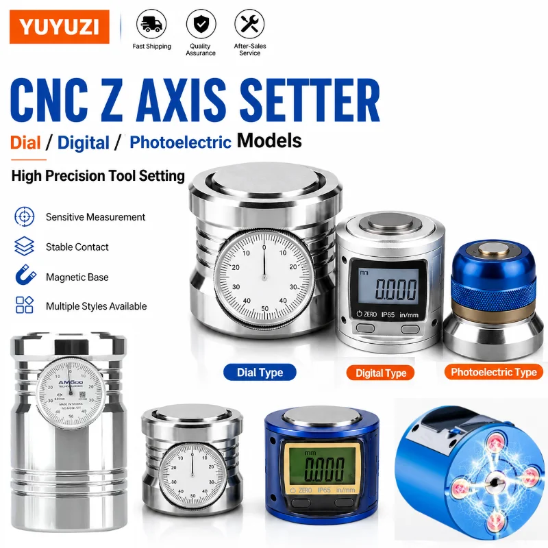 CNC Machine Z Axis Tool Setter Digital Zero Setting Gauge 50mm Precision Tool Length Setter with Dial Meter Magnetic Base