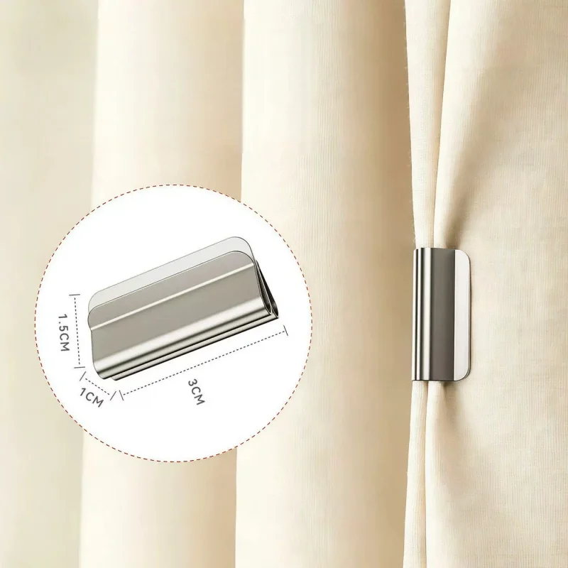 Magnetic curtain buckle without punching light blocking fixed artifact stainless steel double-sided magnetic closure buckle