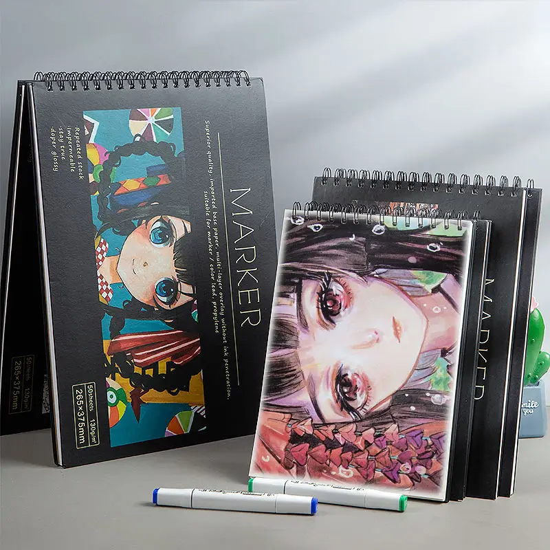 8K/16K Thickened Marker Pen Painting Book Cartoon Cover Children's Color Pencil Sketch Watercolor Book Water-based Oily General