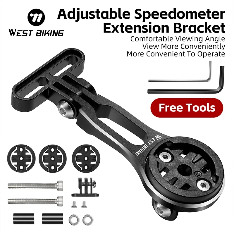 WEST BIKING Adjustable Speedometer Extension Bracket Lightweight Aluminum Alloy Bicycle Computer Holder For Garmin Bryton Wahoo