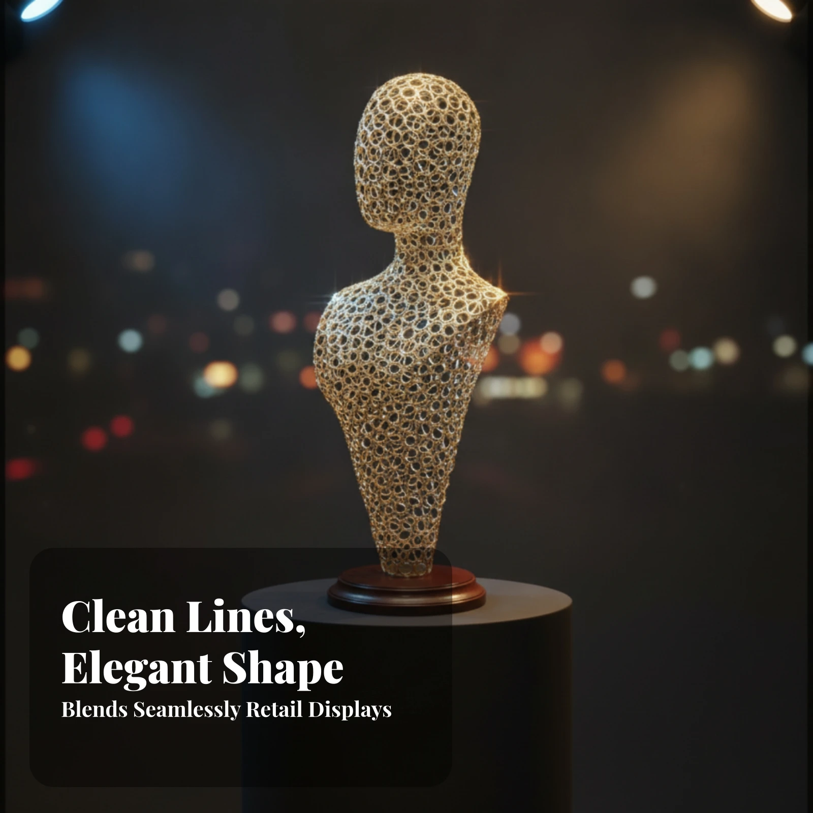 Hat Display Stand Gold Metal Wire Mannequin Head Mannequin Bust Stand Wooden Base Headwear Holder Electroplated