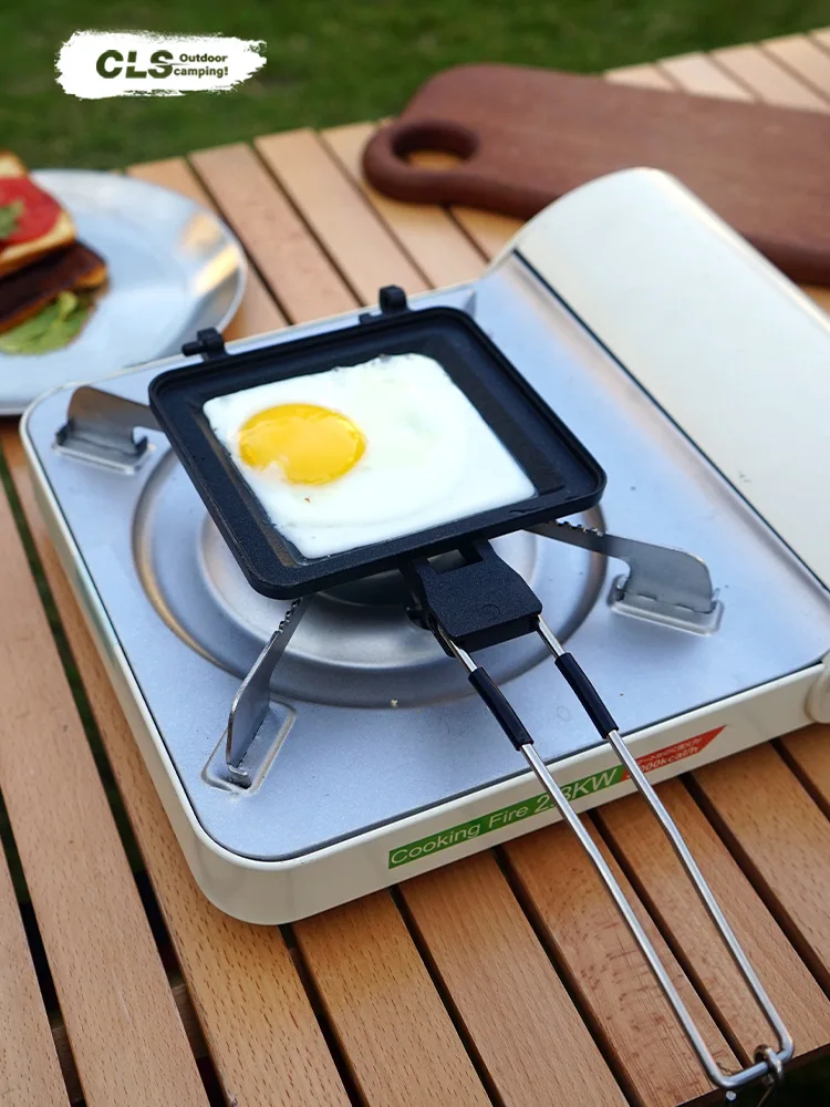 Portable Folding Sandwich Baking Pan Multifunctional Outdoor Household Breakfast Non-Stick Frying Pan Picnic Bread Frying Pan