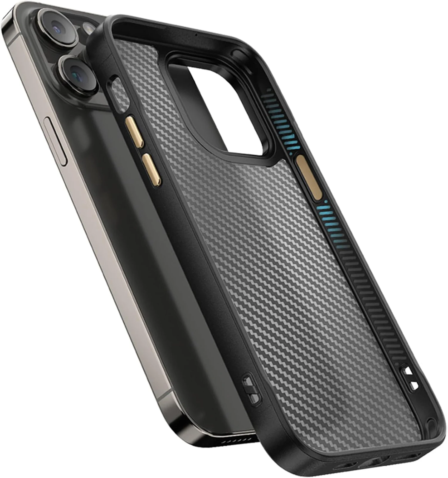 Case for iPhone 15, [Military-Grade Drop Protection] [Hard Carbon Fiber Back] [Soft TPU Bumper Frame] Aramid Fiber Cover