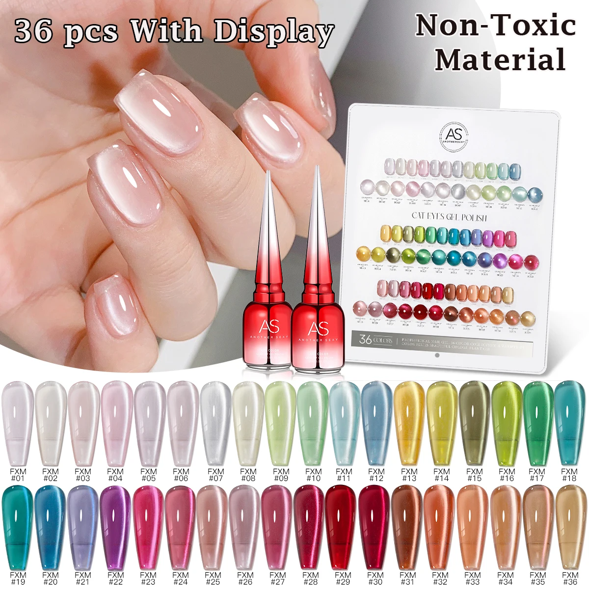 

AS 36pcs 15ml Water Light Cat Магнитный гель-лак для ногтей Набор шампанского Полуперманентный замачиваемый УФ-гель Crystal Varnis Nail Art Kit