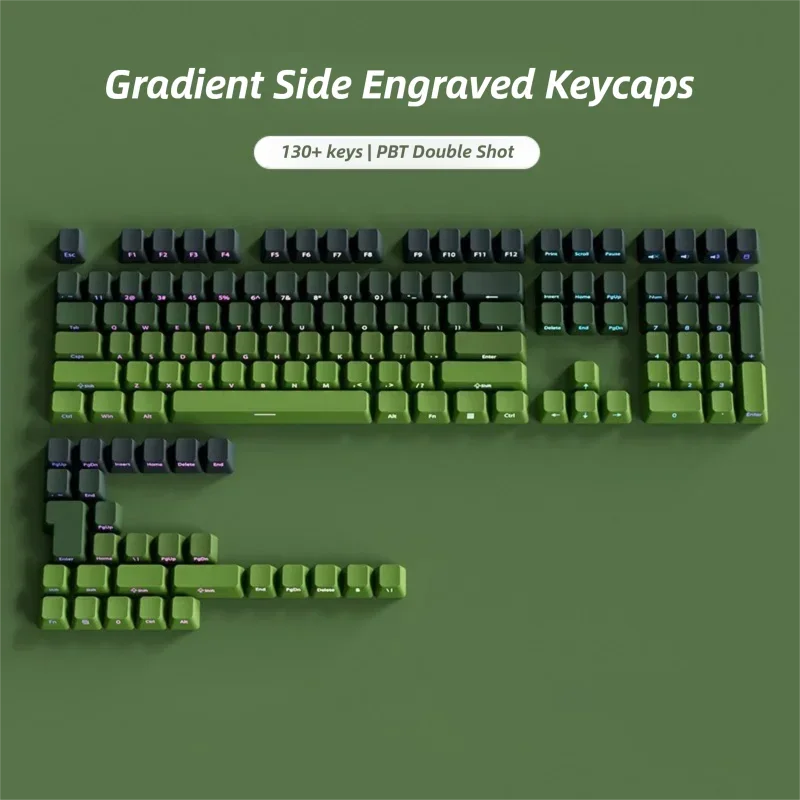 Gradient Keycaps ISO Enter PBT Double Shot OEM Profile Keycap For MX Switch Mechanical Keyboard Backlit Side Engraved Key Caps
