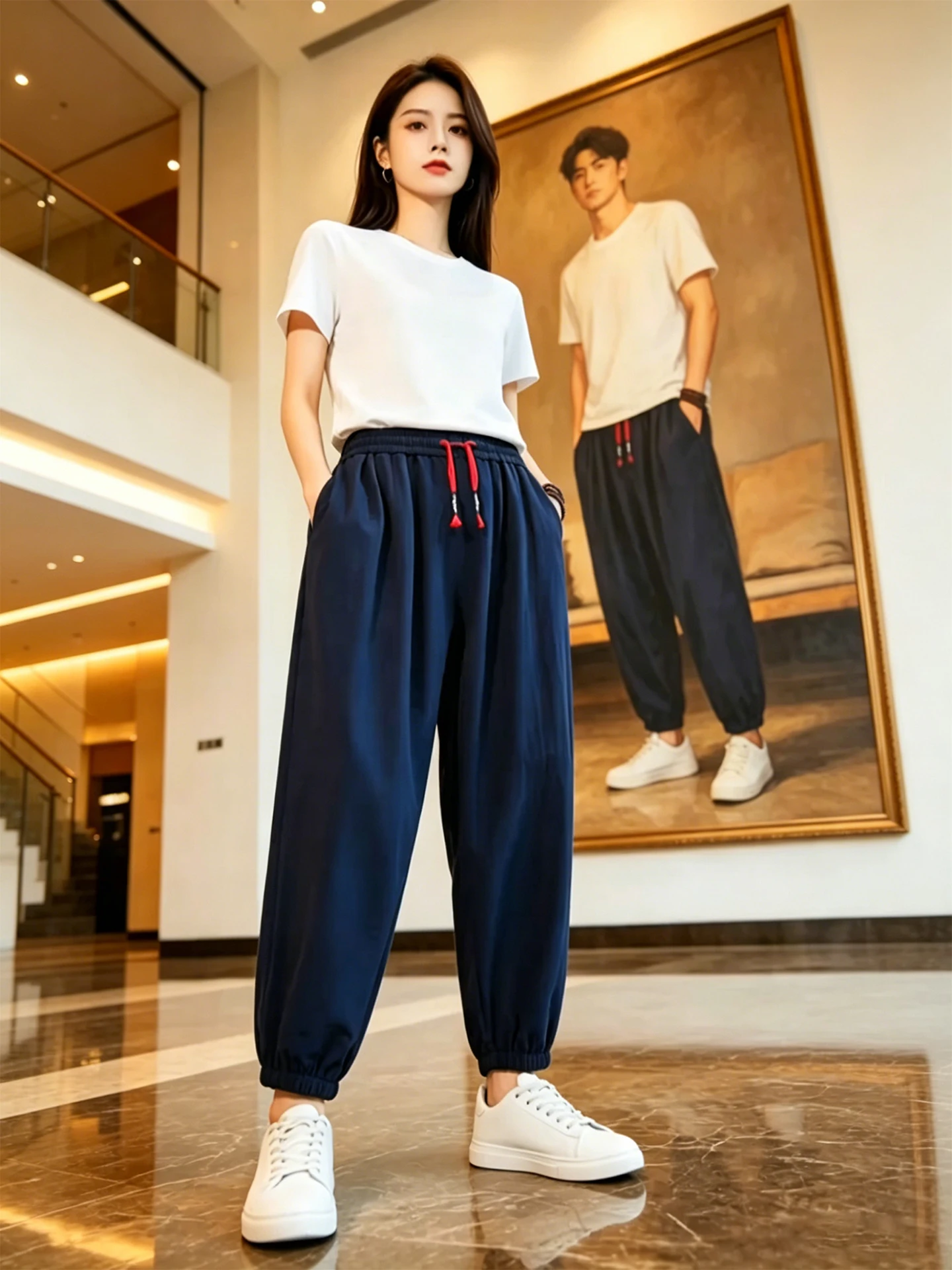 Lightweight Loose Wide Leg Nine-Tenths Casual Pants Men's Summer Cotton Linen Lantern Pants Harlan Loose Wide Leg Casual Pants