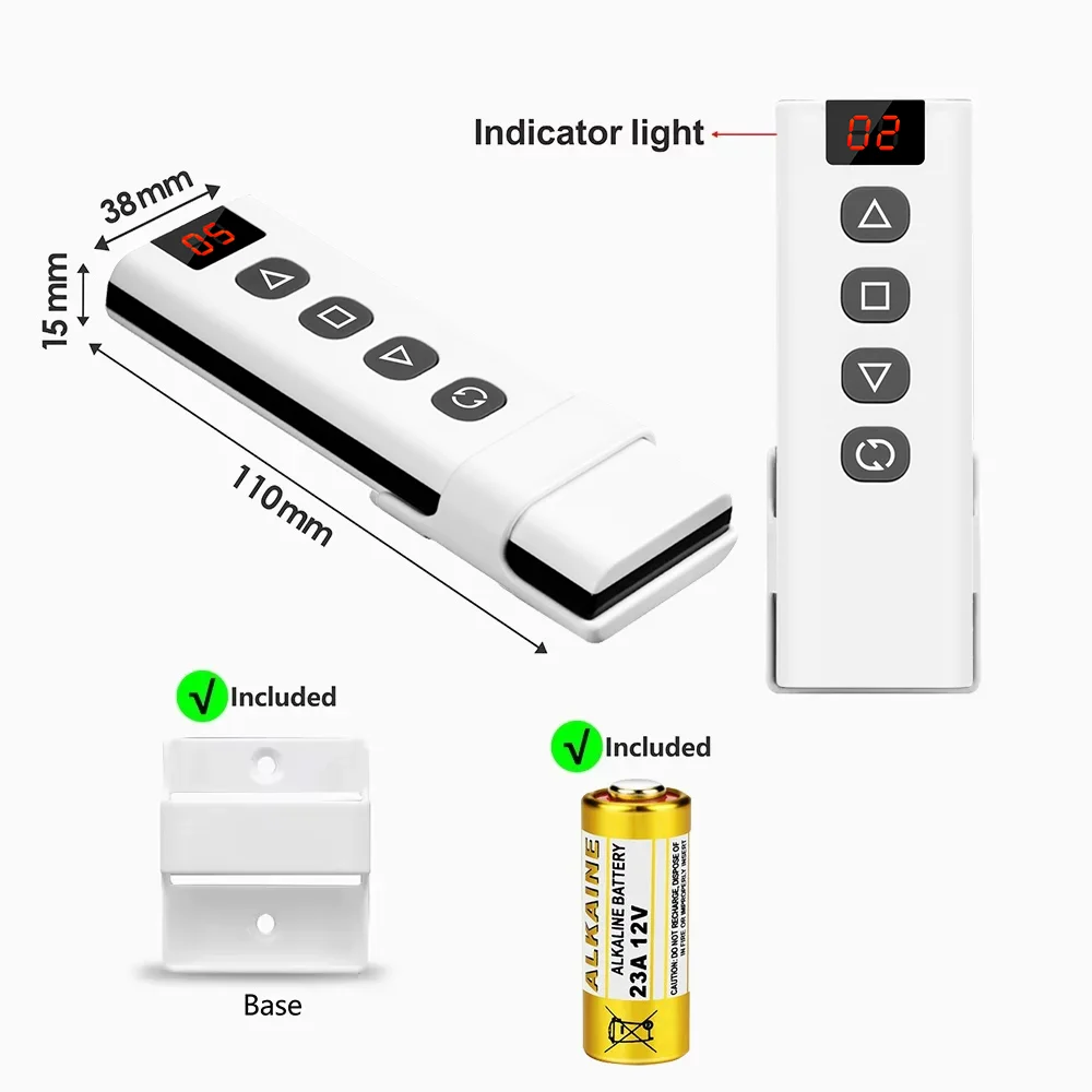 433Mhz Wireless Roller Shutter Motor Blind Switch 70M Remote Control Range for Electric Windows Curtain Blinds, No Wifi(5 in 1) view 6