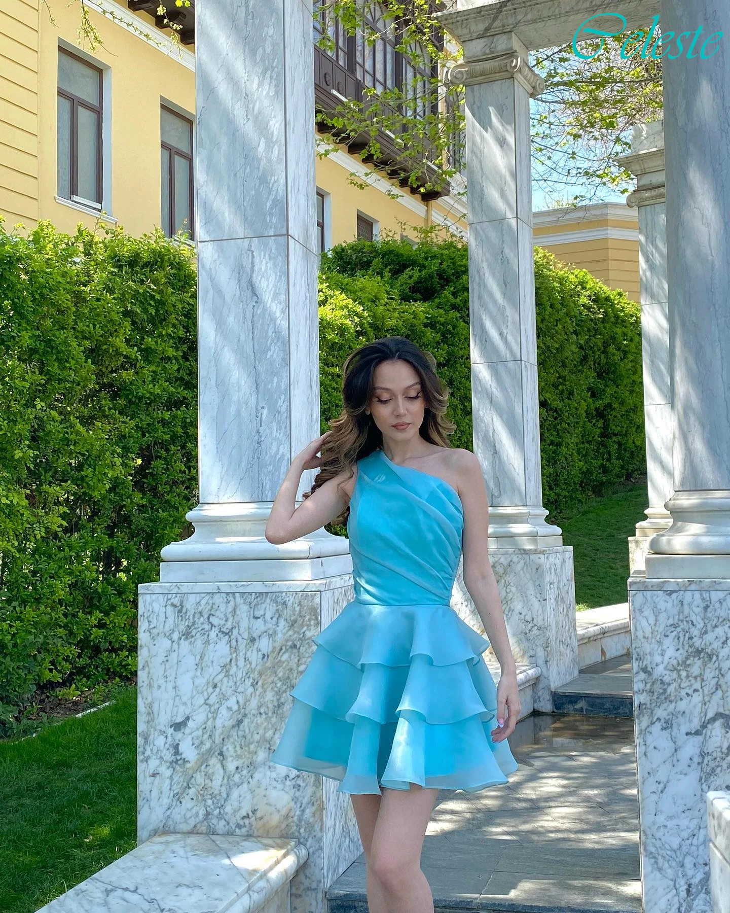 

Customized A-Line One Shoulder Elegant Formal Evening Dress Fashion Modern Party Gowns Temperament High Quality Prom Dress